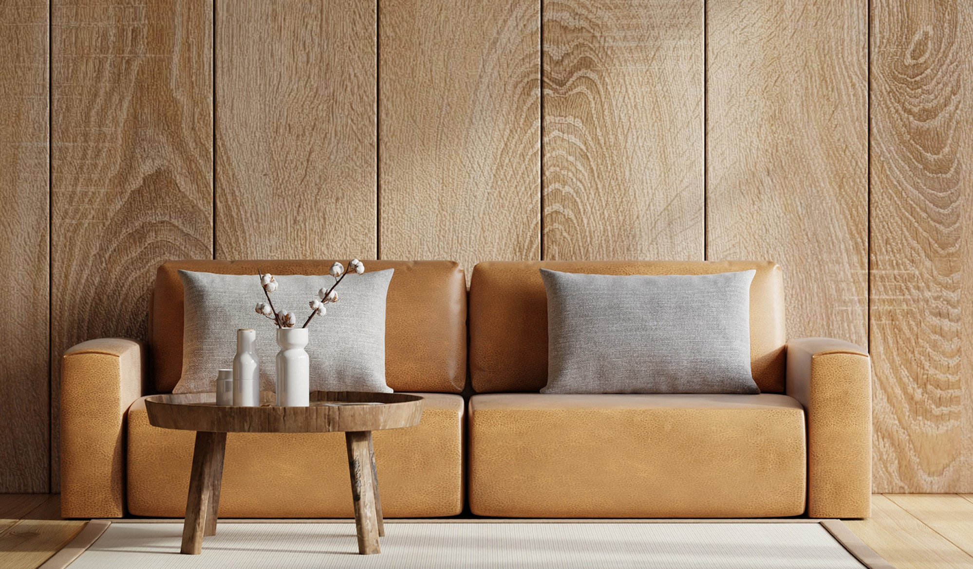 Holzwand mit markanter Maserung