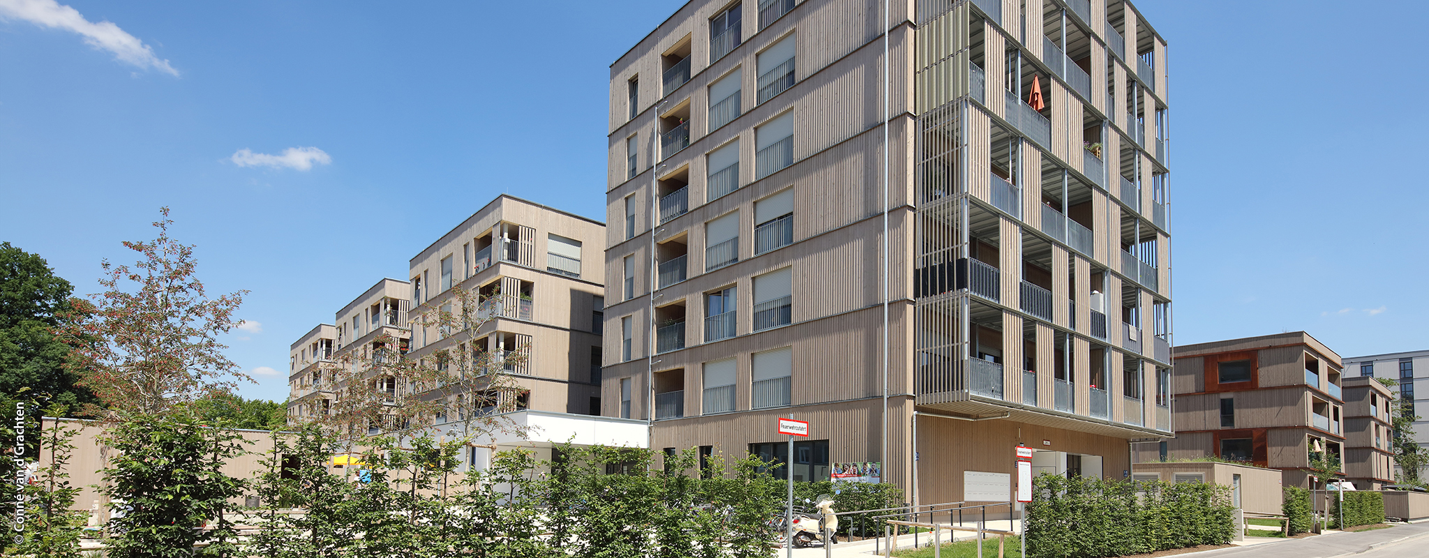 Mehrgeschossiges Wohngebäude in Holzhybridbausweise